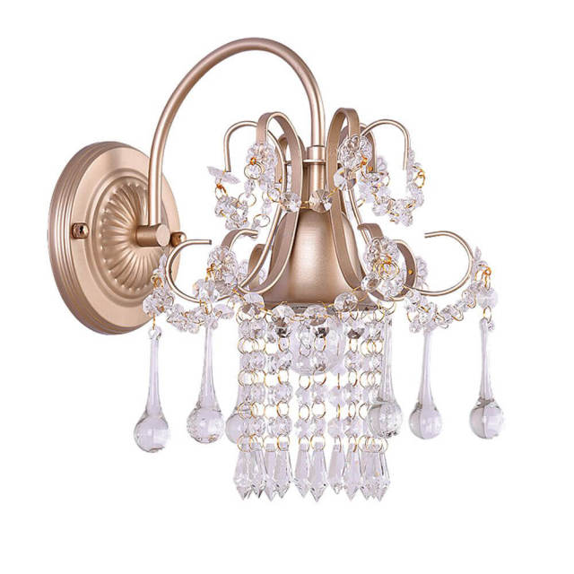 European Corridor Crystal Wall Lamp Pastoral French Bedroom Wall Lighting American Village Balcony Living Room Wall Sconces