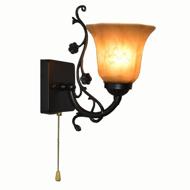 Retro Industrial Black Pained Corridor Wall Lamp Glass Lampshade Bedsides Wall Sconces Wash Room Stair Case Wall Lighting lamp