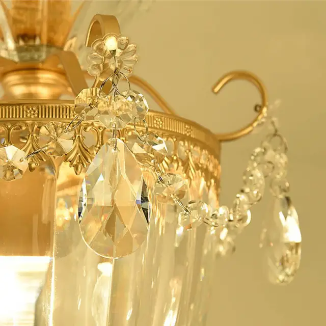 Modern Crystal Luxury Bedroom Pendant Lamps American Dining Room Golden Metal Ceiling Lamp Light Hallway Porch Hanging Lights