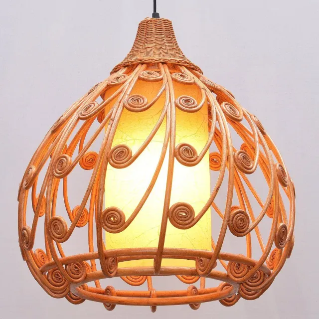 South Asian Rattan Dining Room Pendant Lamp Hand-Made Japanese Restaurant Pendant Lights Country Rustic Hanging Lamps