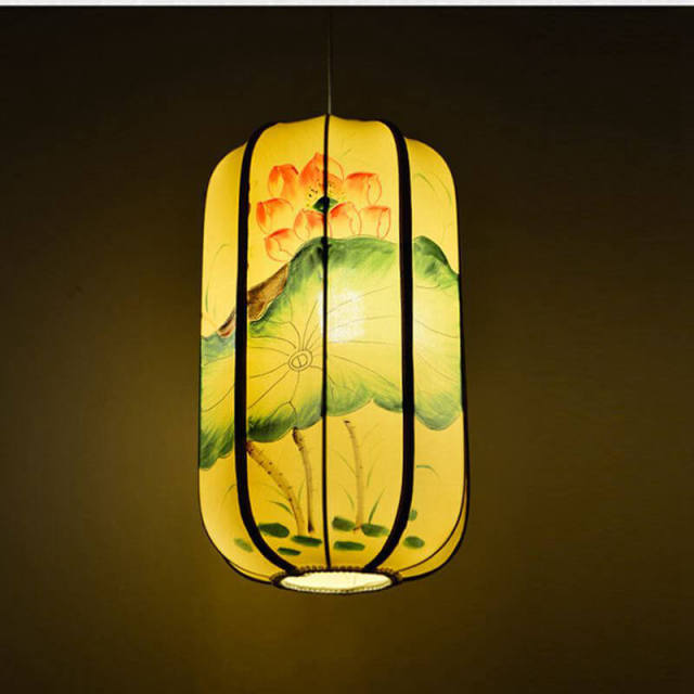 Chinese Hand-Painted Lanterns Restaurant Pendant Light Balcony Corridor Hanging Lamp Pastoral Birds Bedroom Pendant Lamps