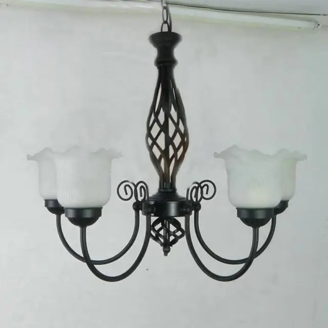 OOVOV Vintage Iron Living Room Chandelier Pastoral Dining Room Hanging Lights Study Room Chandelier