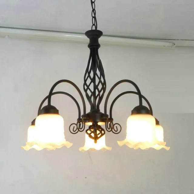 OOVOV Vintage Iron Living Room Chandelier Pastoral Dining Room Hanging Lights Study Room Chandelier