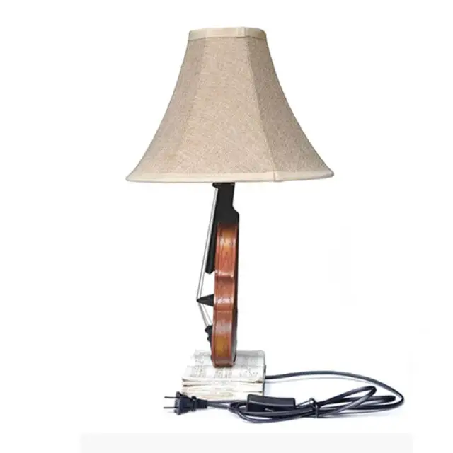 Creative Violin Bedside Desk Lamps Cute Vintage Kids Room Table Lights Living Room Decorative Desk Lamp