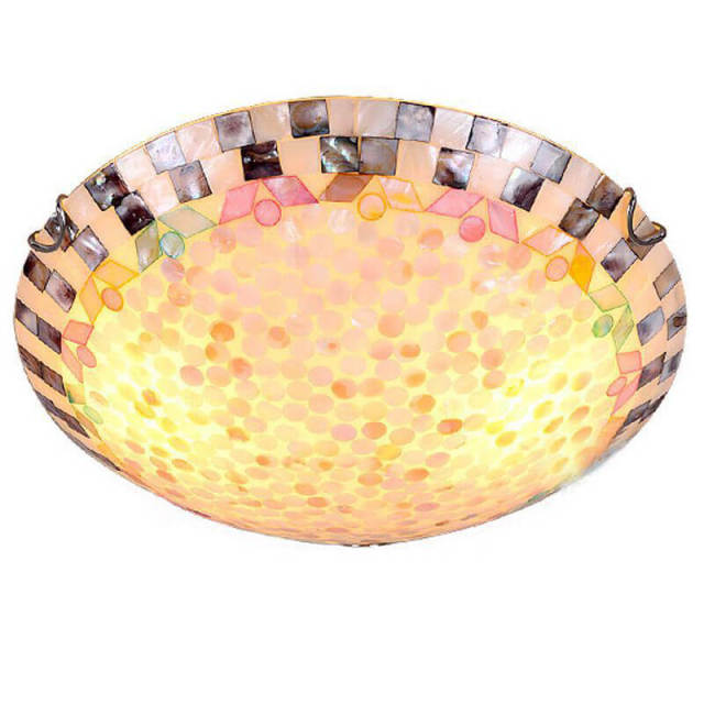 Mediterranean Shell Round Bedroom Ceiling Lamp Pastoral Study Room Ceiling Lights Kitchen Balcony Bathroom Ceiling Lighting