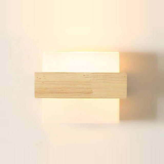Chinese Wooden Glass Bedroom Bedsides Wall Lamp Bathroom Mirror Front Wall Sconce Japanese Cabinet Stair Case Wall Lighting lamp