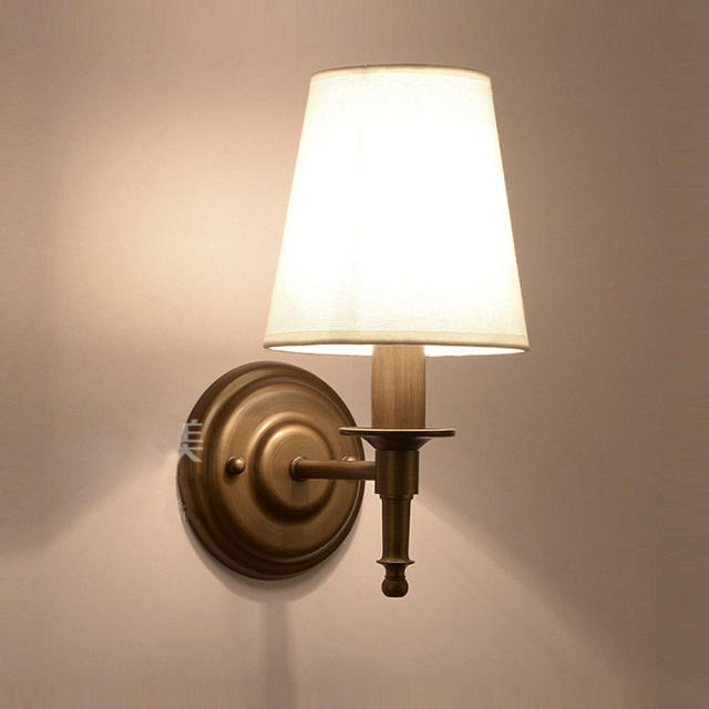 Simple Fabric Bedroom Bedsides Wall Lamp Retro Pastoral Metal Club Wall Sconces Creative Stair Case Wall Lighting Fixtures