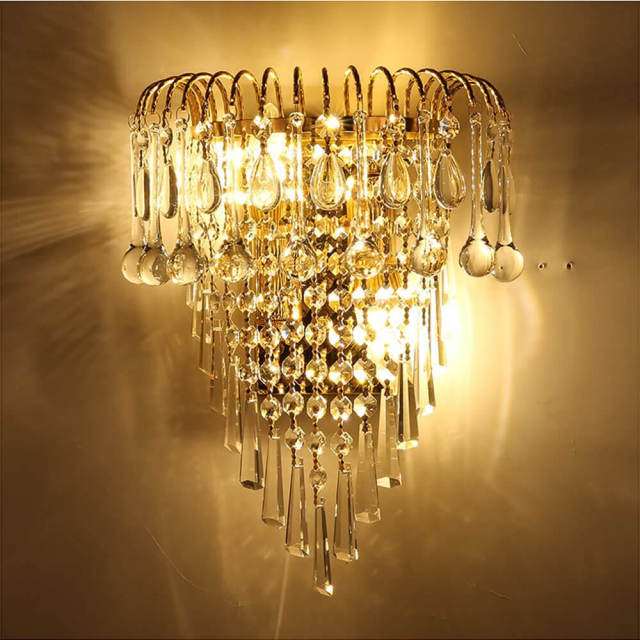 Modern Crystal Golden Crown Bedroom Bedsides Wall Lights Stair Corridor Mirror Front Wall Sconces Balcony Hallway Wall Lamps