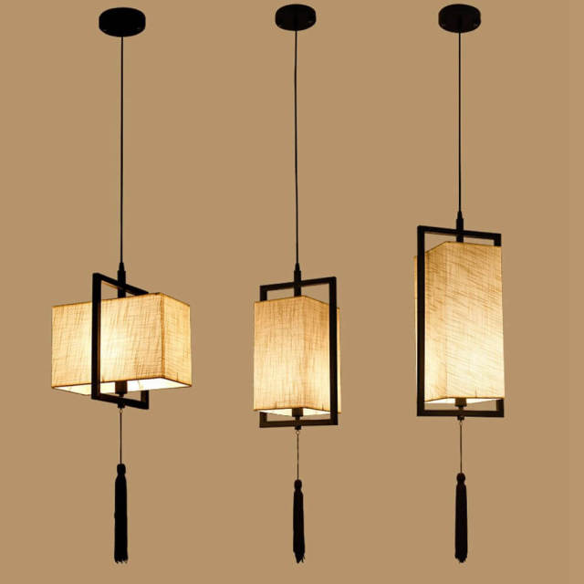 Chinese Solid Square Lantern Restaurant Pendant Lamp Balcony Corridor Study Room Hanging Lamp Coffee House Bedroom Pendant Lamps