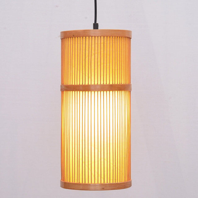 South Asian Bamboo Cylinder Dining Room Pendant Lamp Japanese Restaurant Pendant Lights Country Rustic Hanging Lamps