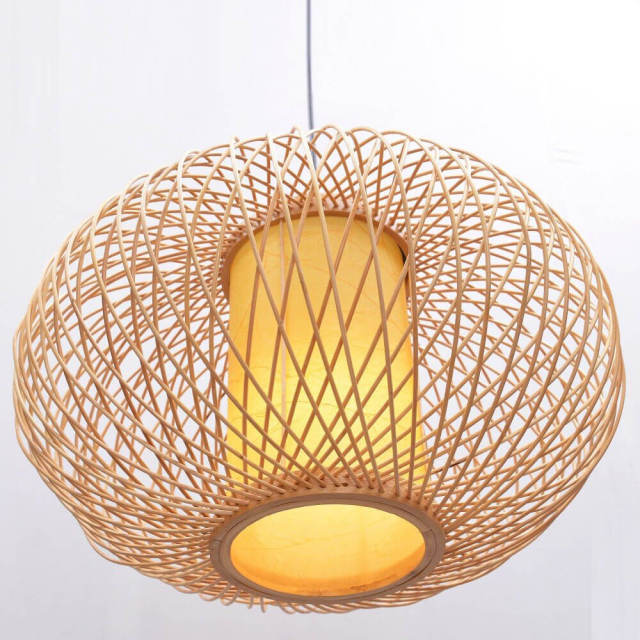 South Asian Hanging Light Bamboo Pumpkin Dining Room Pendant Lamp Japanese Restaurant Pendant Lights Country Rustic Hanging Lamps