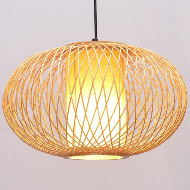 South Asian Hanging Light Bamboo Pumpkin Dining Room Pendant Lamp Japanese Restaurant Pendant Lights Country Rustic Hanging Lamps