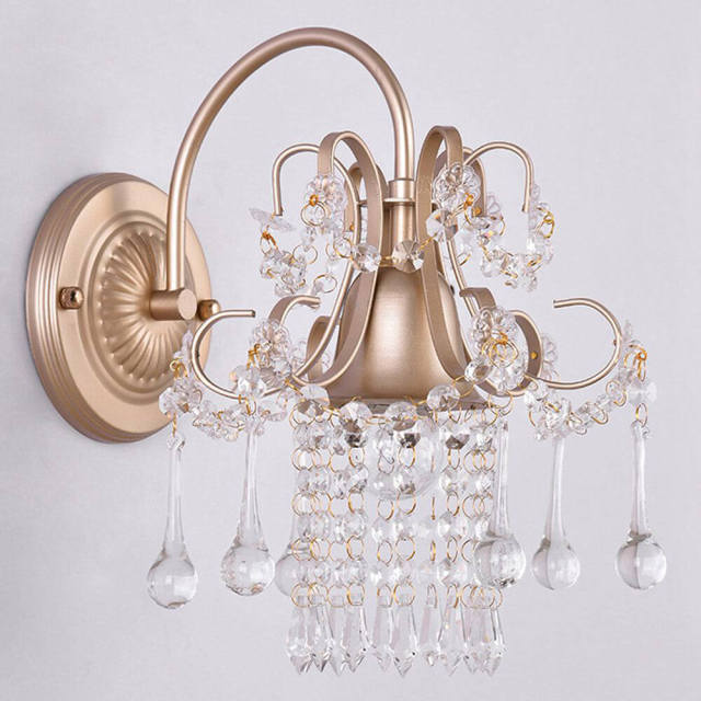 European Corridor Crystal Wall Lamp Pastoral French Bedroom Wall Lighting American Village Balcony Living Room Wall Sconces