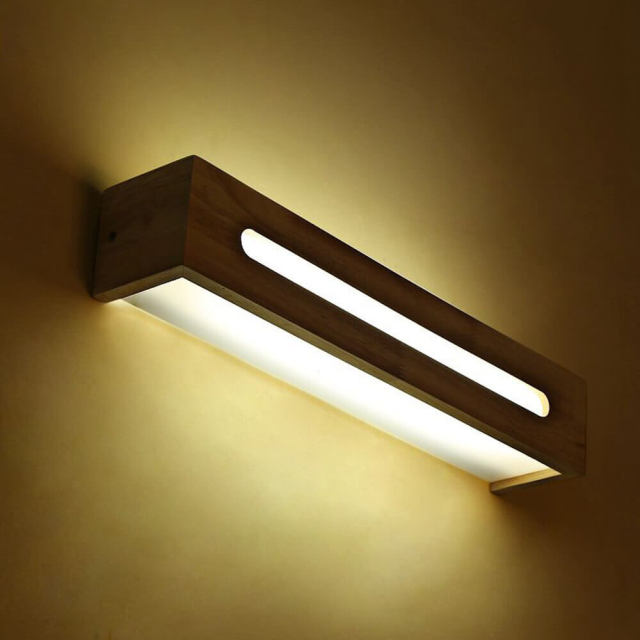 LED Wooden Bathroom Wall Lights Mirror Front Bedroom Bedsides LED Wall Sconce Cabinet Japanese Corridor Wall Lighting Fixtures