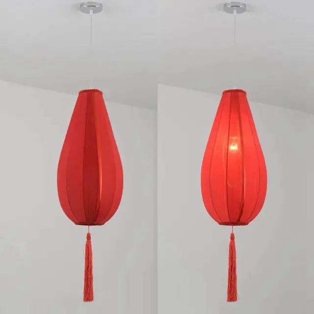 Chinese Hand Solid Red Lanterns Restaurant Pendant Light Balcony Corridor Hanging Lamp Pastoral Hallway Bedroom Pendant Lamps