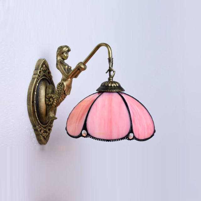 Tiffany Resin Mermaid Glass Corridor Wall Lamps Stair Case Bronze Bedroom Bedsides Wall Sconce Balcony Wall Lighting Fixtures