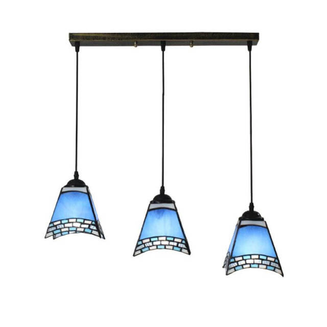 Blue Tiffany Restaurant Pendant Lamp Mediterranean Bar Pendant Lights Kitchen Pendant Light