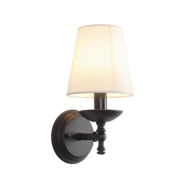 Vintage Fabric Torch Corridor Wall Lights Painted Black iron Bedroom Bedsides Wall Sconces Hallway Balcony Stair Wall Lamps