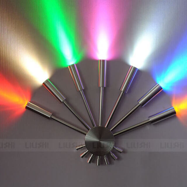 Modern Colorful LED Aluminum Tube Fan-Shaped Bedroom Bedsides wall lights Creative Mirror Front Corridor Balcony Wall Sconces