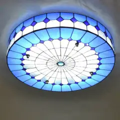 Mediterranean Circular Bedroom Ceiling Light Tiffany Living Room Ceiling Lamp Study Room Restaurant Ceiling Lighting Fixtures