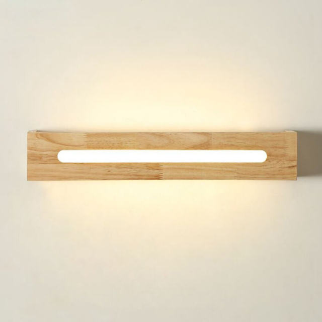 LED Wooden Bathroom Wall Lights Mirror Front Bedroom Bedsides LED Wall Sconce Cabinet Japanese Corridor Wall Lighting Fixtures