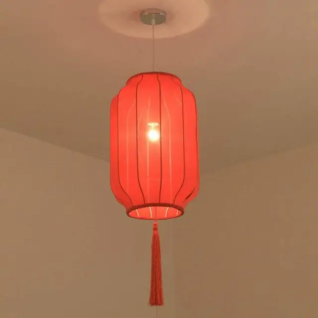 Chinese Hand Solid Red Lanterns Restaurant Pendant Light Balcony Corridor Hanging Lamp Pastoral Hallway Bedroom Pendant Lamps