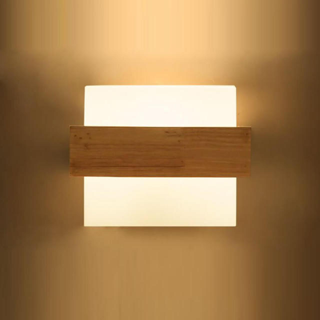 Chinese Wooden Glass Bedroom Bedsides Wall Lamp Bathroom Mirror Front Wall Sconce Japanese Cabinet Stair Case Wall Lighting lamp