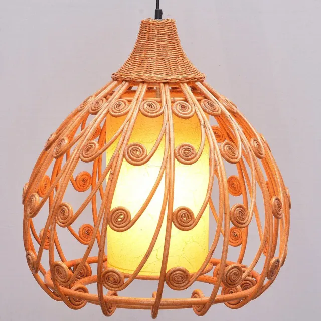 South Asian Rattan Dining Room Pendant Lamp Hand-Made Japanese Restaurant Pendant Lights Country Rustic Hanging Lamps