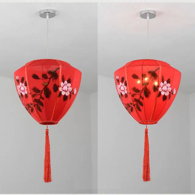 Chinese Hand-Painted Palace Lanterns Restaurant Pendant Light Balcony Corridor Hanging Lamp Pastoral Birds Bedroom Pendant Lamps