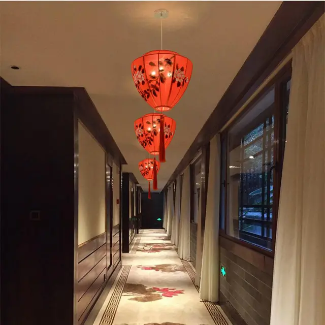 Chinese Hand-Painted Palace Lanterns Restaurant Pendant Light Balcony Corridor Hanging Lamp Pastoral Birds Bedroom Pendant Lamps