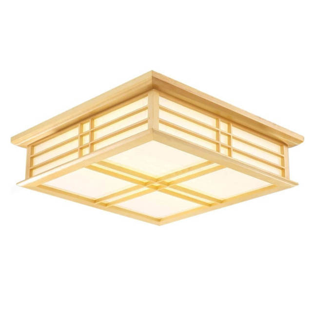 Japanese LED Wooden Frame Bedroom Ceiling Lamps Study Room Ceiling Light Living Room Restaurant Square Ceiling Lamp Fixtures