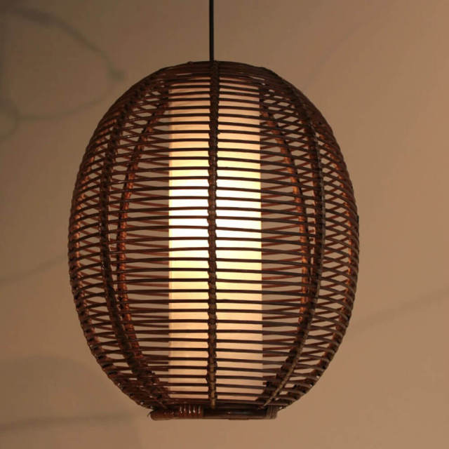 Rattan Pendant Light Southeast Asia Stylish Oval Pendant Lamp Lighting For Restaurant