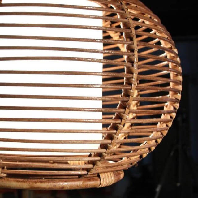 Handmade Rattan Basket Restaurant Pendant Lamp Dining Room Balcony Drop Lamp Kitchen Room Restaurant Pendant Light Fixtures