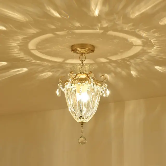 Modern Crystal Luxury Bedroom Pendant Lamps American Dining Room Golden Metal Ceiling Lamp Light Hallway Porch Hanging Lights