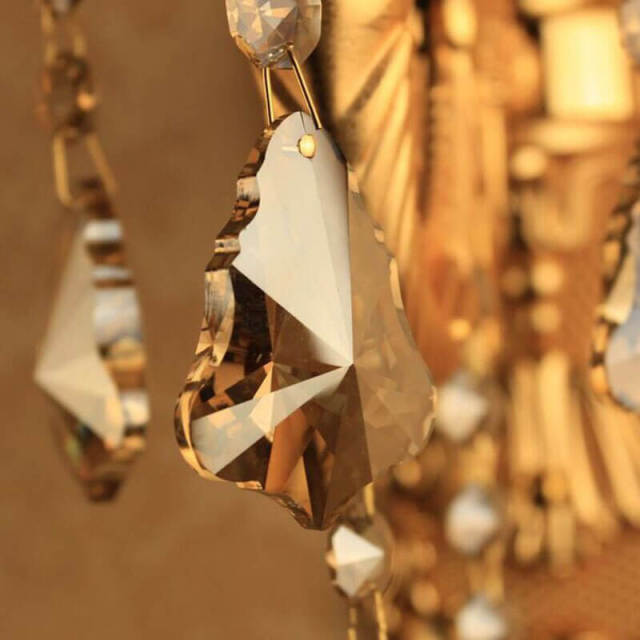 European Gold Carved Alloy Fabric Crystal Corridor Wall Lights Bedroom Bedsides Wall Sconces Candle Style Living Room Wall Light