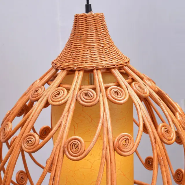 South Asian Rattan Dining Room Pendant Lamp Hand-Made Japanese Restaurant Pendant Lights Country Rustic Hanging Lamps