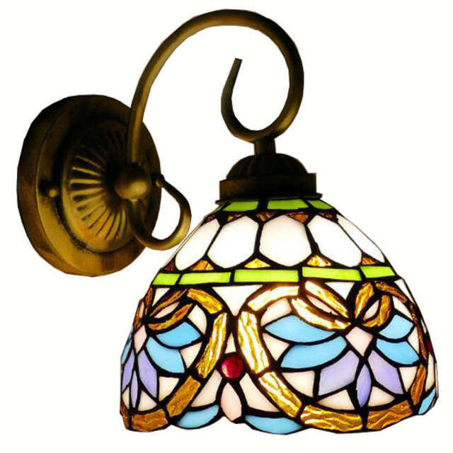 Tiffany Mediterranean Glass Bedroom Bedsides Wall Lamp European Living Room Hallway Wall Lights Balcony Stairs Wall Lights