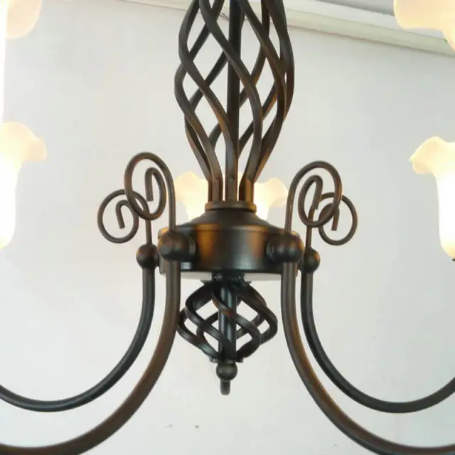 OOVOV Vintage Iron Living Room Chandelier Pastoral Dining Room Hanging Lights Study Room Chandelier