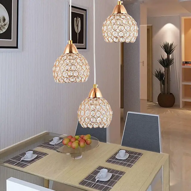 Modern Crystal Dining Room Pendant Lights Glass Cups Stair Case Pendant Lamp Bar Counter Hanging suspension Lighting Fixtures