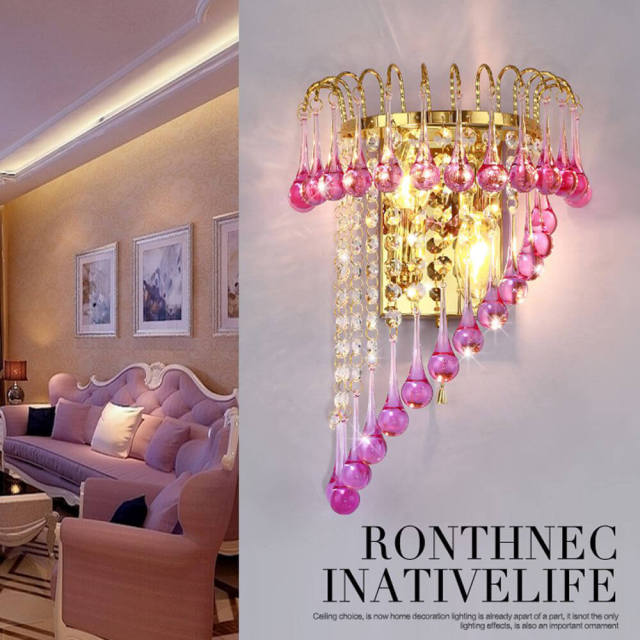 Modern Crystal Drop Bedroom Bedsides Wall Lights Stair Corridor Mirror Front Crystal Wall Sconces Balcony Hallway Wall Lamps