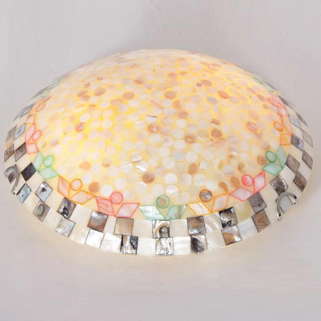 Mediterranean Shell Round Bedroom Ceiling Lamp Pastoral Study Room Ceiling Lights Kitchen Balcony Bathroom Ceiling Lighting