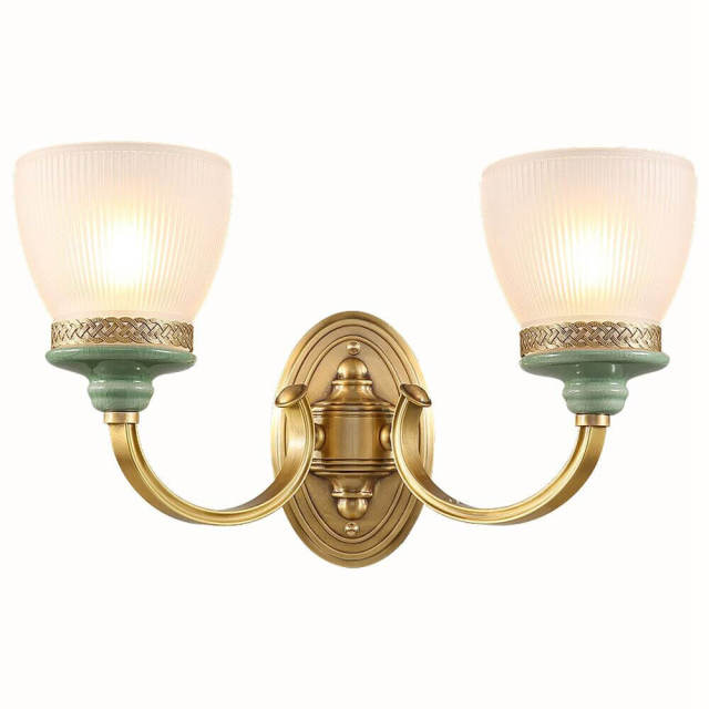 American Loft Copper Living Room Wall Lamp Vintage Frosted White Glass Shade Ceramic Bedroom Bedsides Wall Sconces