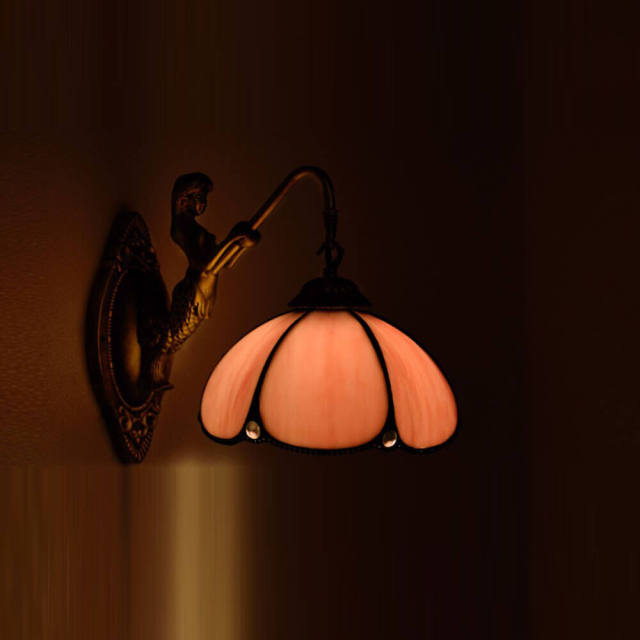 Tiffany Resin Mermaid Glass Corridor Wall Lamps Stair Case Bronze Bedroom Bedsides Wall Sconce Balcony Wall Lighting Fixtures