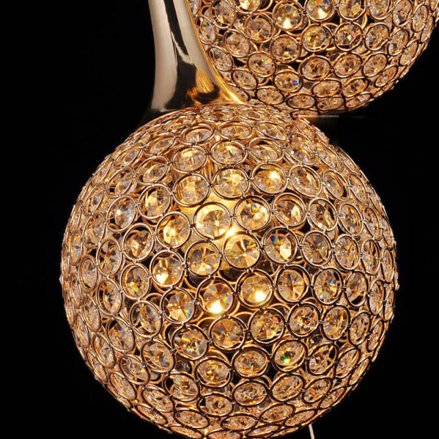 Luxury 15 inches width Golden Crystal Dining Room Pendant Lights 3 Pcs Golden Crystal Balls Living Room Meeting Pendant Lighting Fixtures