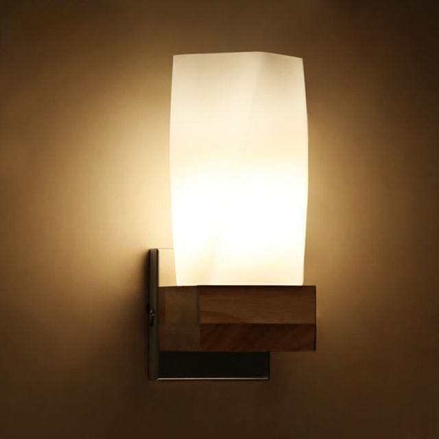 Modern Living Room Wooden Glass Wall lights Corridor Stair Case Wall Sconce Bedroom Bedsides Creative Wall Lighting Fixtures