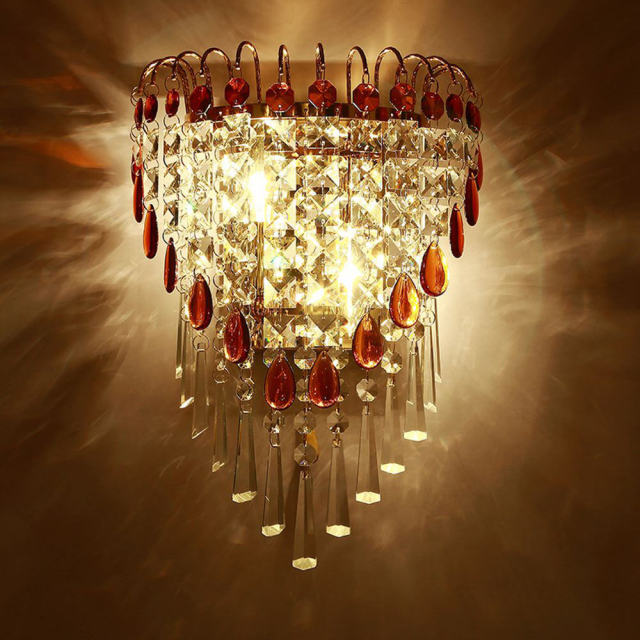 Modern Crystal Drop Bedroom Bedsides Wall Lights Stair Corridor Mirror Front Crystal Wall Sconces Balcony Hallway Wall Lamps