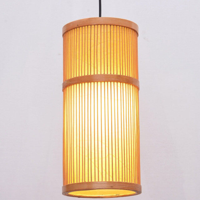 South Asian Bamboo Cylinder Dining Room Pendant Lamp Japanese Restaurant Pendant Lights Country Rustic Hanging Lamps