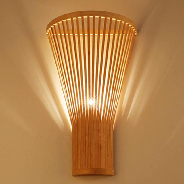 Southeast Asian Bamboo Fan Corridor Wall Lights Handmade Craft Hotel Stair Case Tatami Wall Sconces Hallway Bedroom Lamp