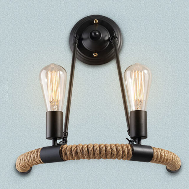 American Antique Metal hemp rope Bar Counter Wall Lamp Stair Corridor Loft Country Balcony Wall Light Industrial project Wall Lamp
