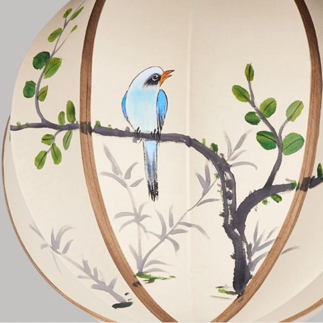 Chinese Hand-Painted Pumpkin Restaurant Pendant Light Balcony Corridor Hanging Lamp Pastoral Birds Bedroom Pendant Lamps